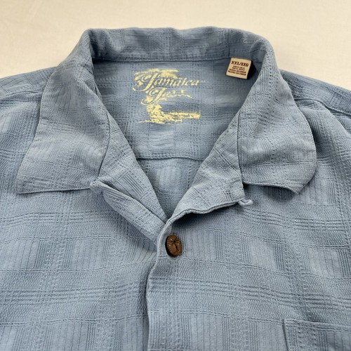 Jamaica Jaxx Shirt Mens 2XL Blue Silk Short Sleeve Tropical Island Relax Camp - Picture 5 of 14