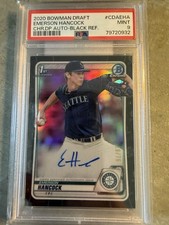 2020 Bowman Chrome Draft Emerson Hancock  Black Refractor AUTO/75 Mint PSA 9🔥