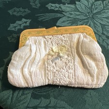 Vtg Small Purse Celluloid Snap Closure Muslin Made In Hong Kong