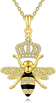 Queen Bee Necklace Honeycomb Pendant Sterling Silver Crown Jewelry Gifts Women