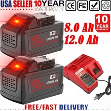 12.0Ah Battery For Milwaukee for M18 18V Extended Lithium 48-11-1880 /Charger