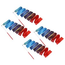 4 Pcs Dance Ribbons 78.7" Sparkly Gymnastics Ribbon Streamer Red Wand Gradient