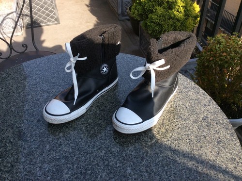 junior black leather converse