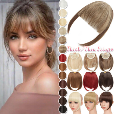 Natural Look Synthetic Clip-In Hair Bangs Fringe Topper – Straight/Wavy (6 Inch, Multiple Colors)
