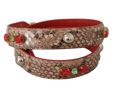 Dolce & Gabbana Brown Leather Accessory Dolce & Gabbana Brown Crystal Embellished Leather D Ring  main image 2