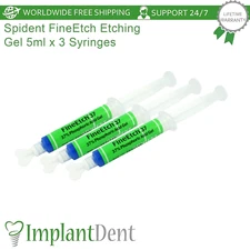 Spident FineEtch Dental Etching Gel 5ml x3 Syringes Smear Layers Remover Bonding