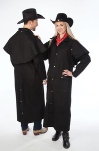 black denim duster coat