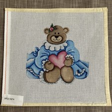 Handpainted Needlepoint Canvas Teddy Bear Must Read Description