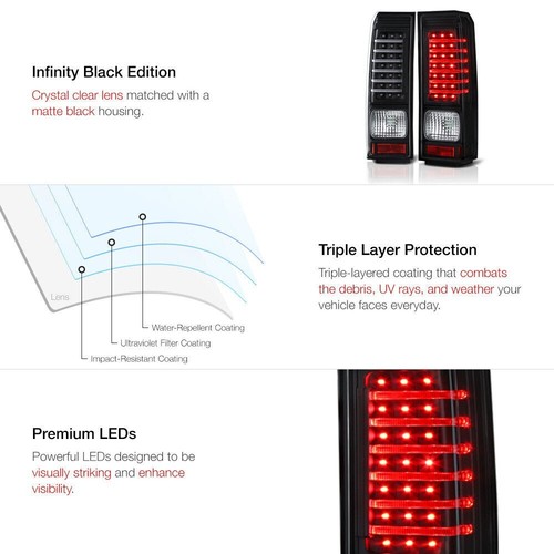 Tail Light Assembly Clear Lens Rear LH & RH Sides For 2006- 2010 Hummer H3 Black - Picture 5 of 7