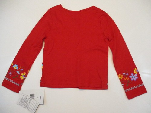 Camicia vintage GREAT ESCAPE ragazza taglia 5 rossa L/S fiori top dettagli vivaci nuova con etichette USA - Foto 6 di 11