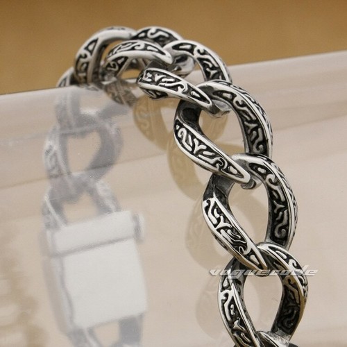 Tribal Tattoo Stainless Steel Link Chain Biker Bracelet Punk Jewellery 5A010C - Picture 8 of 21