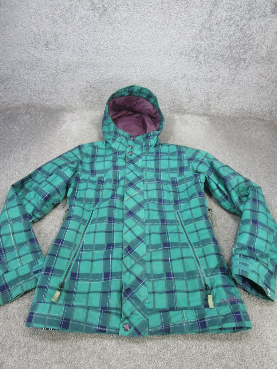 Burton Jacket Womens Xs Dryride Green Plaid Hooded Burton Jacket Womens Xs Dryride Green Plaid Hooded