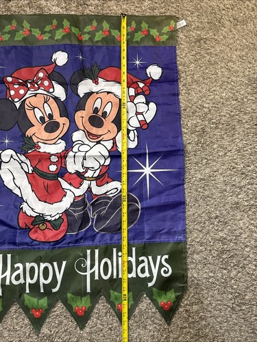DISNEY Mickey & Minnie Santa Hat Happy Holidays Christmas Garden Flag 26”x40” - Picture 5 of 8