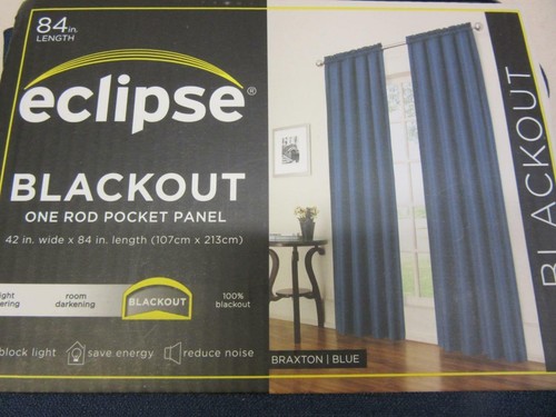 Eclipse Braxton Thermaback Room Darkening Single panel Blue 42" x 84" Unused - Picture 5 of 6