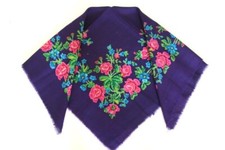 Purple wool scarf, Beautiful floral Ukrainian shawl, Boho fashion accessory