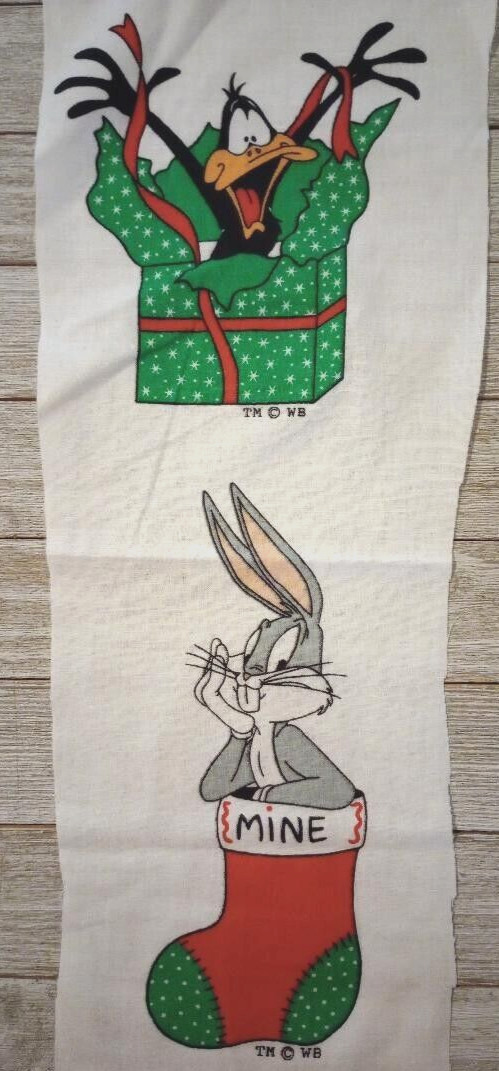 looney tunes bugs christmas fun fabric daffy print piece 14 x 5 inch 1pc new