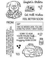 Inky Antics DOGTOR'S ORDERS Clear Photopolymer Unmounted Stamp Set Words SICK