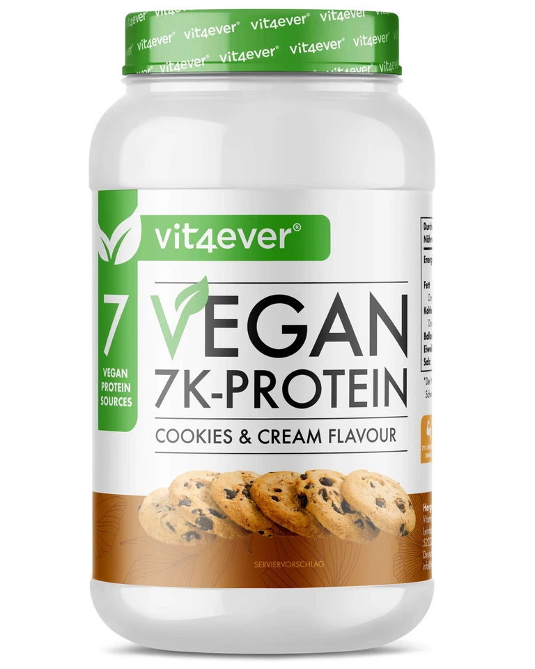 VIT4EVER Proteine Vegan 7K - 1kg / 1000g Proteine Vegetali in Polvere da 7 Fonti Vegane
