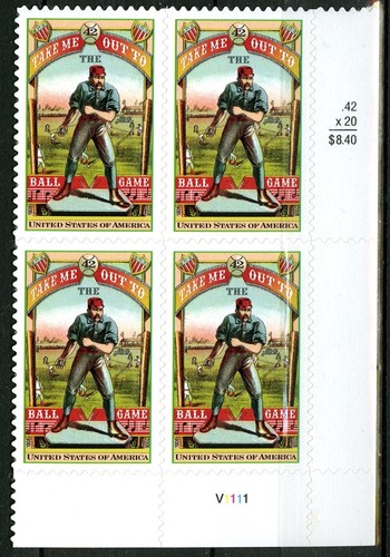 SC# 4341 - 2008 - 42¢ Take Me Out To The Ballgame - Mint NH Plate Block of 4