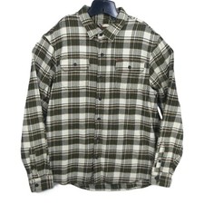 New Orvis Men's Green XL Heavy Plaid 4 Pockets Hiking Outdoors Flannel Shacket