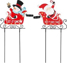 2 Pack Solar Garden Stake Lights Xmas Pathway Lights Decor Outside Yard Sign