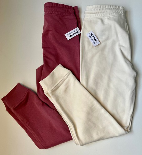 2 Pairs Old Navy Kids Joggers Size 10/12 -pink/cream Pull On Drawstring Logo - 第 3/8 張圖片