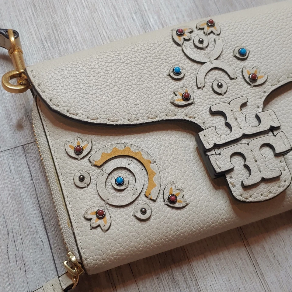 Tory Burch McGraw Embellished Wallet Crossbody Bag Adjustable Strap Ivory White - image 4 of 4