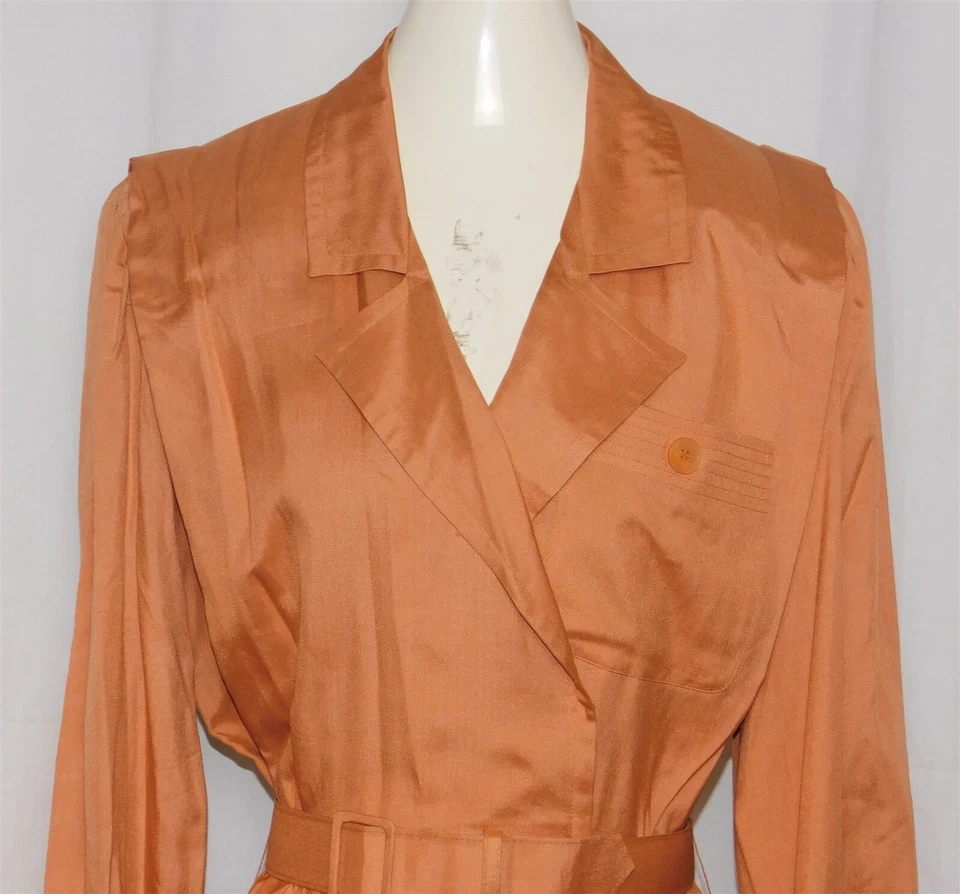 Vestido de trinchera vintage NEIMAN MARCUS tono salmón seda pura talla 10 Foto 2 de 4