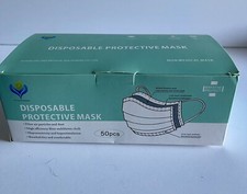 50 pcs Adult Disposable Face Mask Blue 3Ply Breathable BRAND NEW BOX