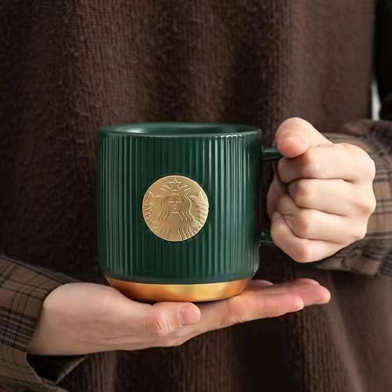 2024 New Starbucks Classic Vintage Dark Green Vertical Ceramic