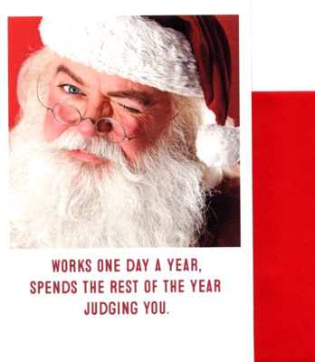 Funny Merry Christmas Santa  White Beard One Day Hard Work On List Hallmark Card