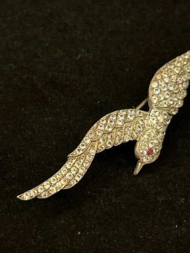 Antique Victorian White Sapphire Ruby Silver Brooch - Picture 8 of 11