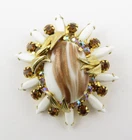 Delizza & Elster D&E Juliana Milk Glass Copper Fluss Venus Brooch/Pendant Vtg