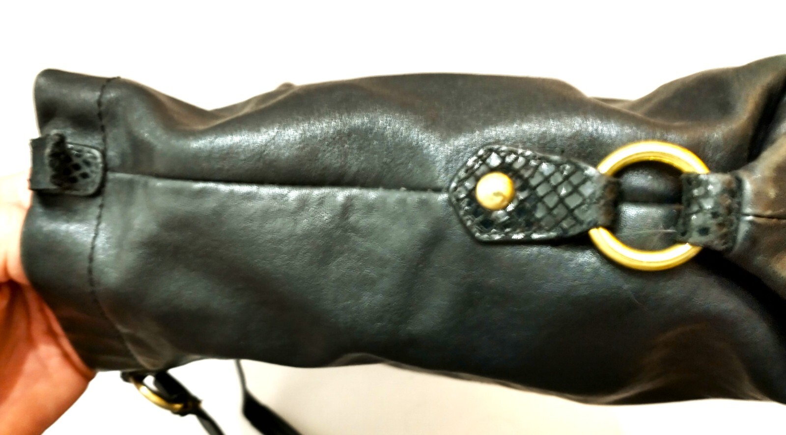 Coach Ashley Black Leather Carryall Python Purse … - image 8