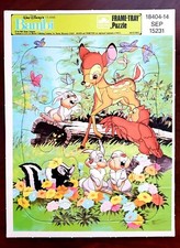 Vintage Disney Frame Tray Puzzle Bambi Thumper and Flower - NEVER USED
