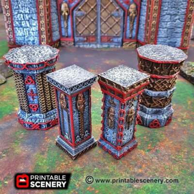 Ancient Columns  - Dwarves, Elves and Demons - Printable Scenery Terrain Wargami