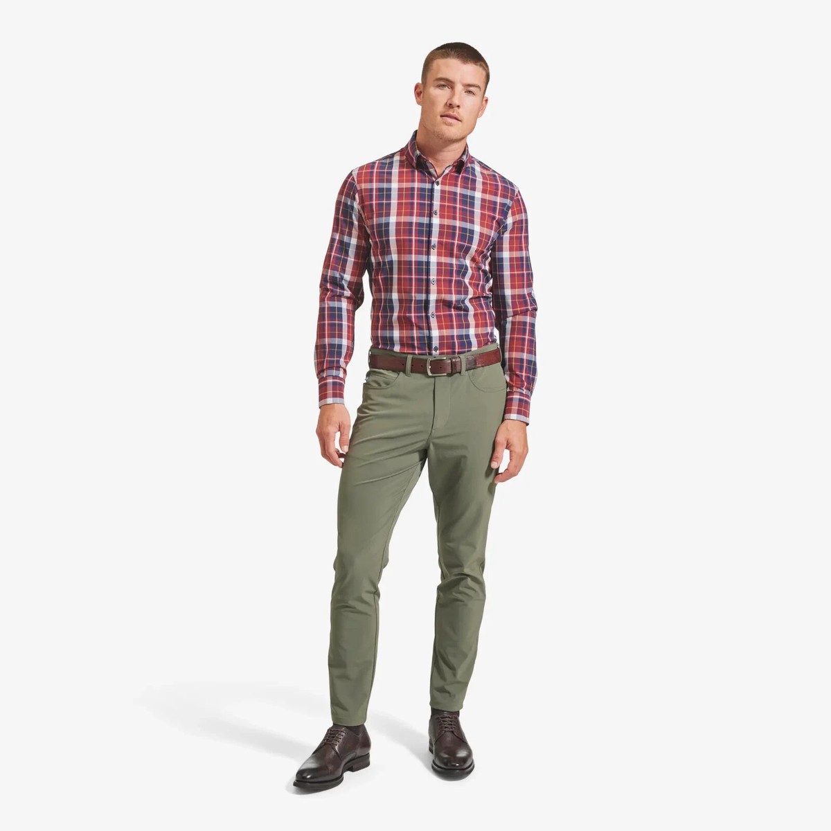 maroon plaid dress shirt Netham Brushed Plaid Burgundy Shirt