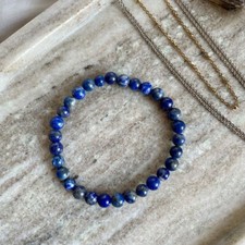 4mm Lapis Lazuli Beads Dainty Blue Natural Stone Healing Crystal Bracelet 6.5"