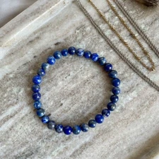 Lapis Lazuli Beads Dainty Bracelet Blue Natural Stone Healing Crystal Bracelet