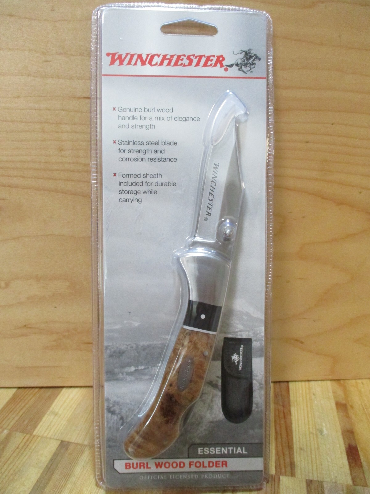 Winchester Burl Handle Locking Pocket Knife and Nylon Sheath eBay