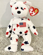Ty Beanie Baby Glory the Bear- Retired- 1998 Born July 4, 1997