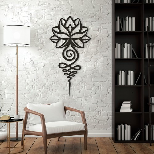 Spiritual Unalome Lotus Metal Art - Yoga Wall Decor, Buddhist Home Decor - Picture 13 of 19