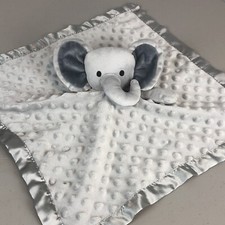 Gray Elephant Lovey Security Blanket Plush Bumpy Fabric Satin Trim Back Baby