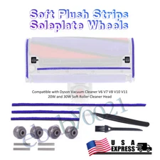 Soft Plush Strips&Soleplate Wheel for Dyson V6 V7 V8 V10 V11 Vacuum Cleaner