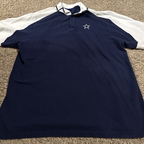 Dallas Cowboys Shirt Mens XXL 2XL Blue White Short Sleeve Polo Reebok NFL Cotton