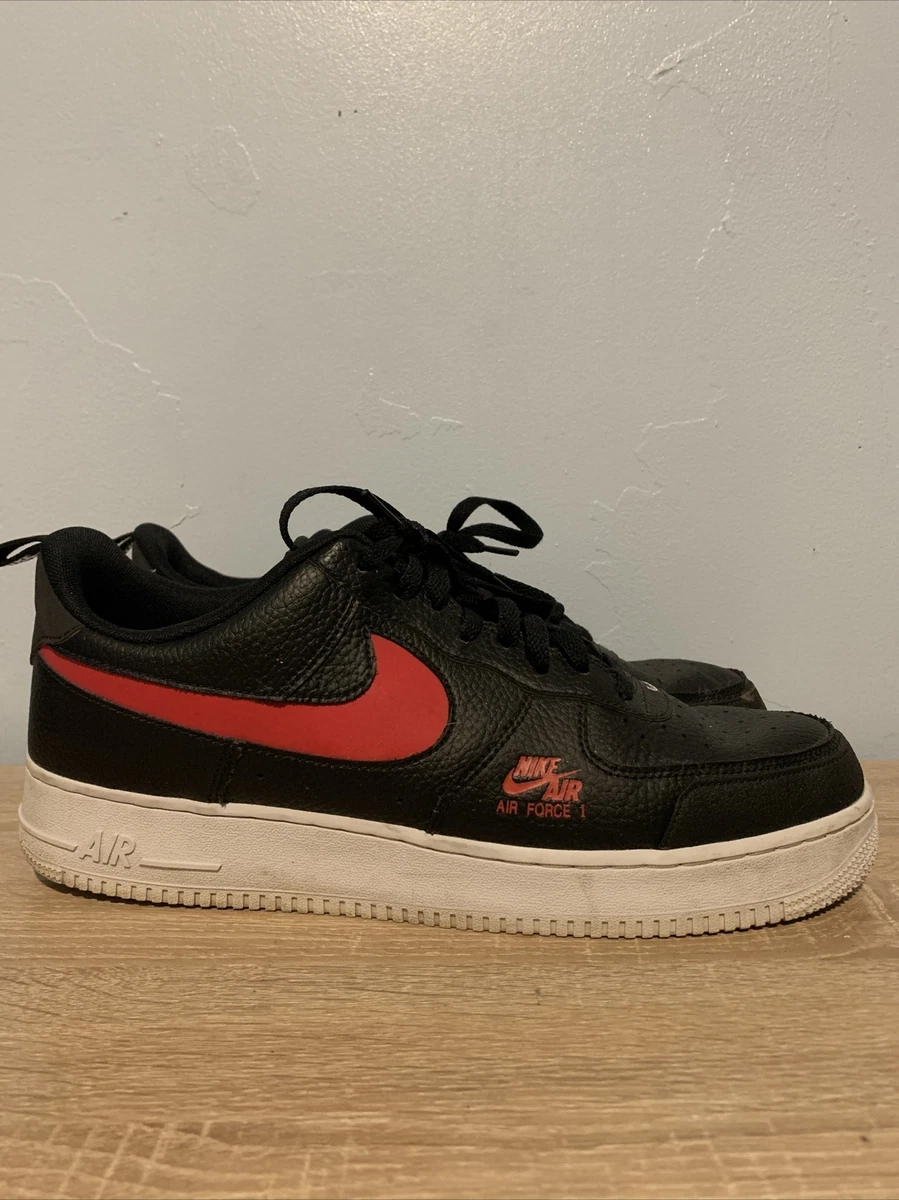 NIKE AIR FORCE 1 07 LV8 UTILITY BRED BLACK-UNIVERSITY RED SZ 10.5  [CW7579-001]