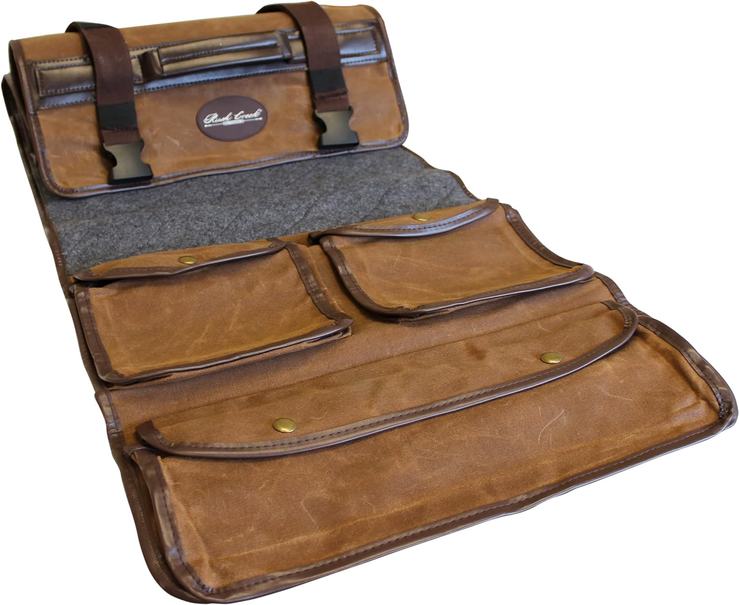 Portable Gun Cleaning Mat with Waxed Canvas Handle and Pockets Weather