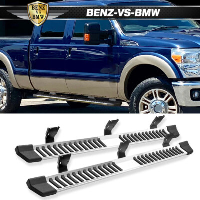 Fits 99-16 Ford F250 Super Duty Crew Cab Silver 6'' V Side Step Bar Running Board