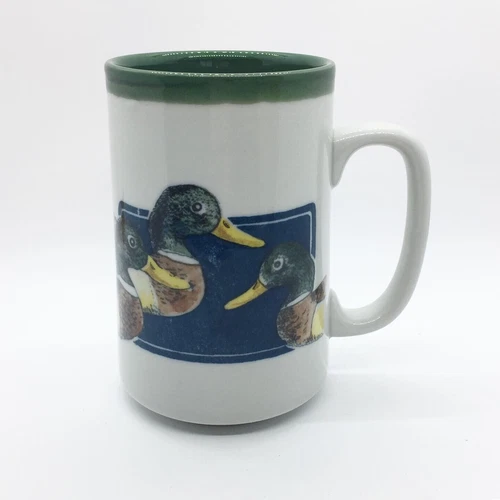 Vintage Otagiri Japan Stoneware Mallard Ducks Tall Mug, 5”