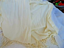 beautiful ivory scarf wrap w/ fringe 22" x 72"